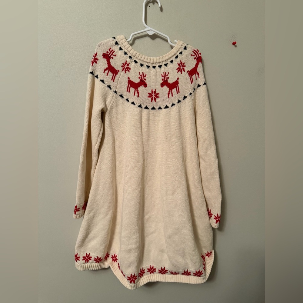 Hanna Andersson Cream Reindeer Sweater Dress
